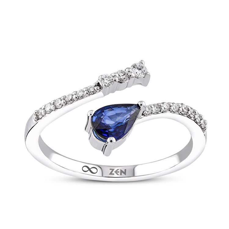 0,47 Karat Pırlanta Safir Yüzük