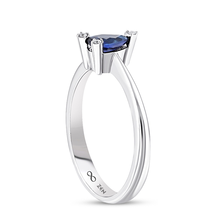 0,42 Karat Pırlanta Safir Yüzük