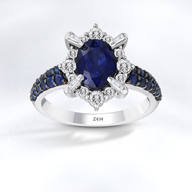 2,30 Karat Pırlanta Safir Yüzük