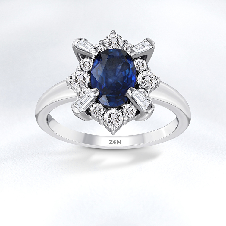 1,91 Karat Pırlanta Safir Yüzük