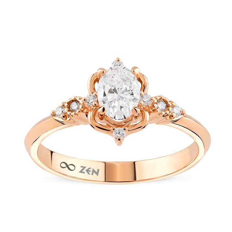 0,45 Karat Vintage Oval Tektaş Pırlanta Yüzük