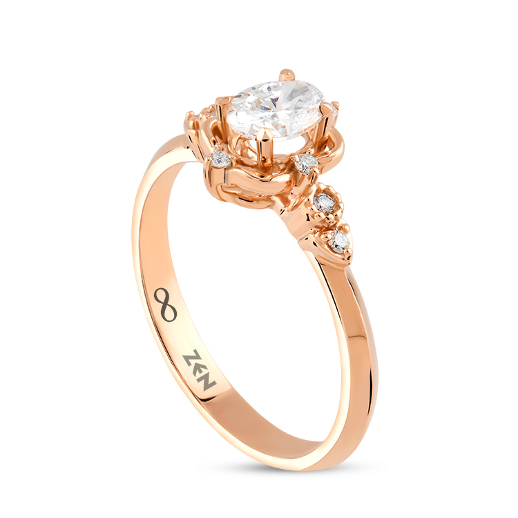 0,45 Karat Vintage Oval Tektaş Pırlanta Yüzük