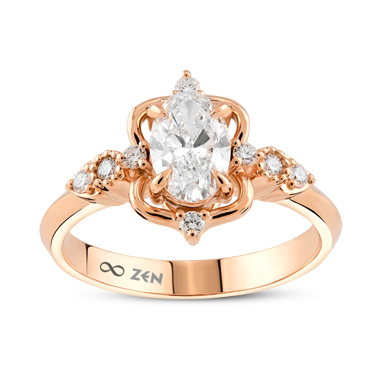 0,81 Karat Vintage Oval Tektaş Pırlanta Yüzük