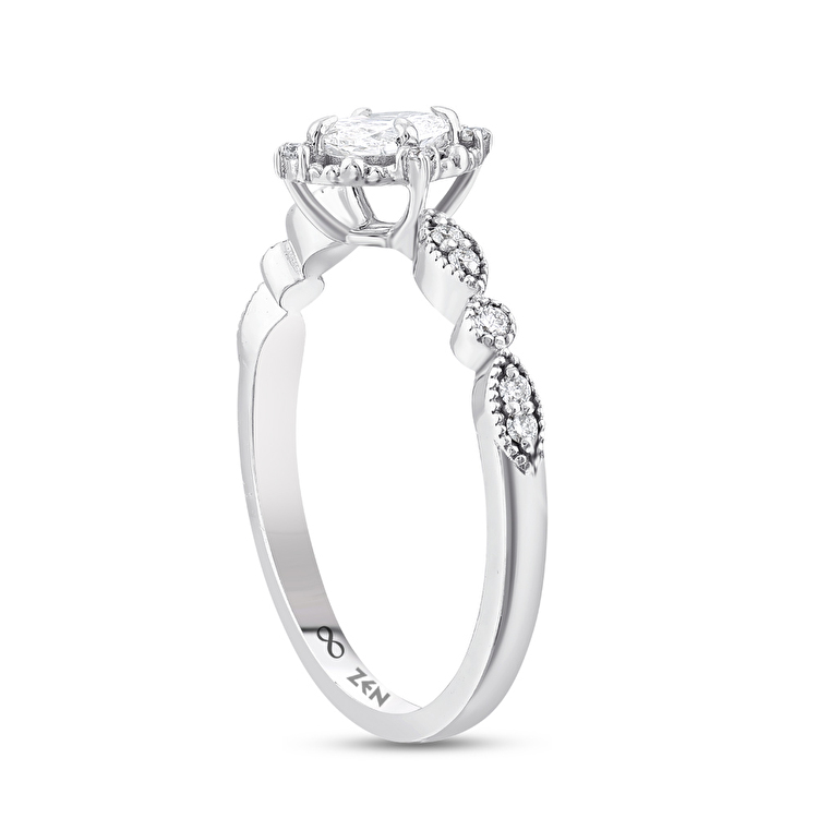 0,34 Karat Vintage Oval Tektaş Pırlanta Yüzük