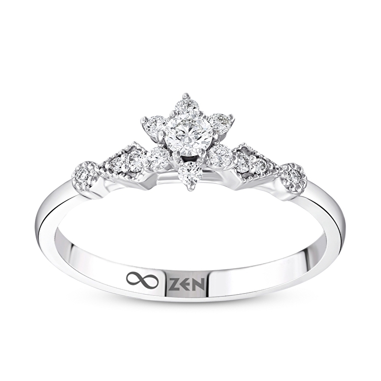 0,22 Karat Lotus Tektaş Pırlanta Yüzük