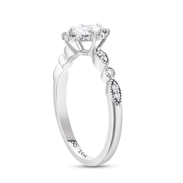 0,30 Karat Vintage Oval Tektaş Pırlanta Yüzük