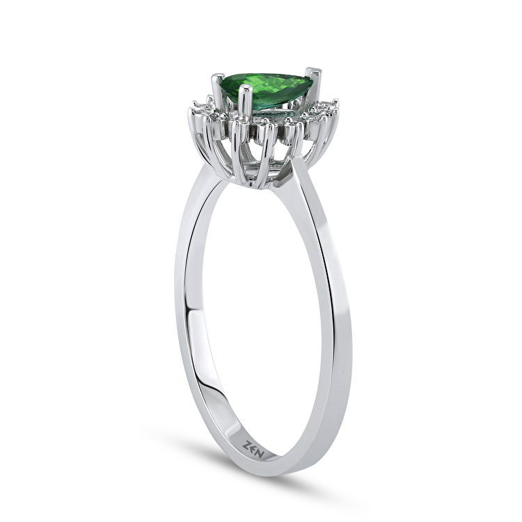 0,24 Karat Pırlanta Zümrüt Yüzük