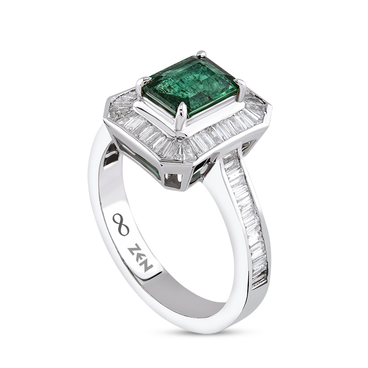 1,28 Karat Pırlanta Zümrüt Yüzük