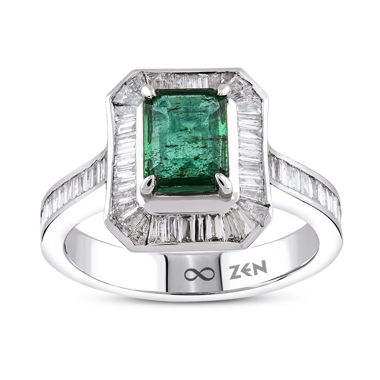 1,28 Karat Pırlanta Zümrüt Yüzük