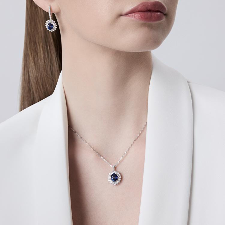 3,44 Karat Pırlanta Safir Küpe