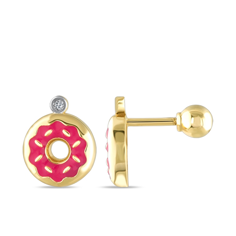 0,01 Karat Çocuk Pırlanta Donut Küpe