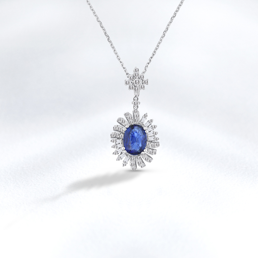 2,85 Karat Pırlanta Safir Kolye