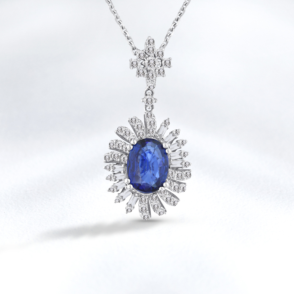 2,85 Karat Pırlanta Safir Kolye