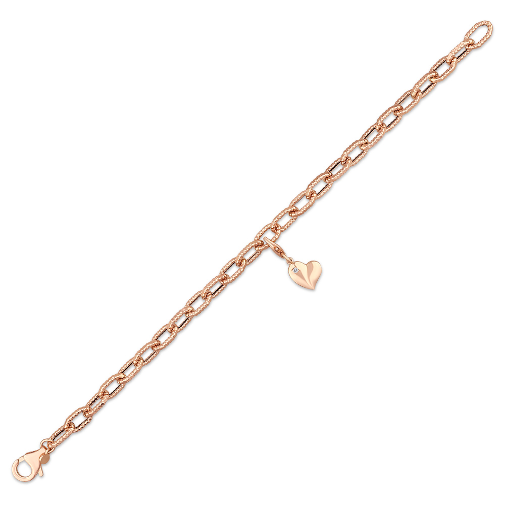0,02 Karat Kalp Charm Pırlanta Bileklik