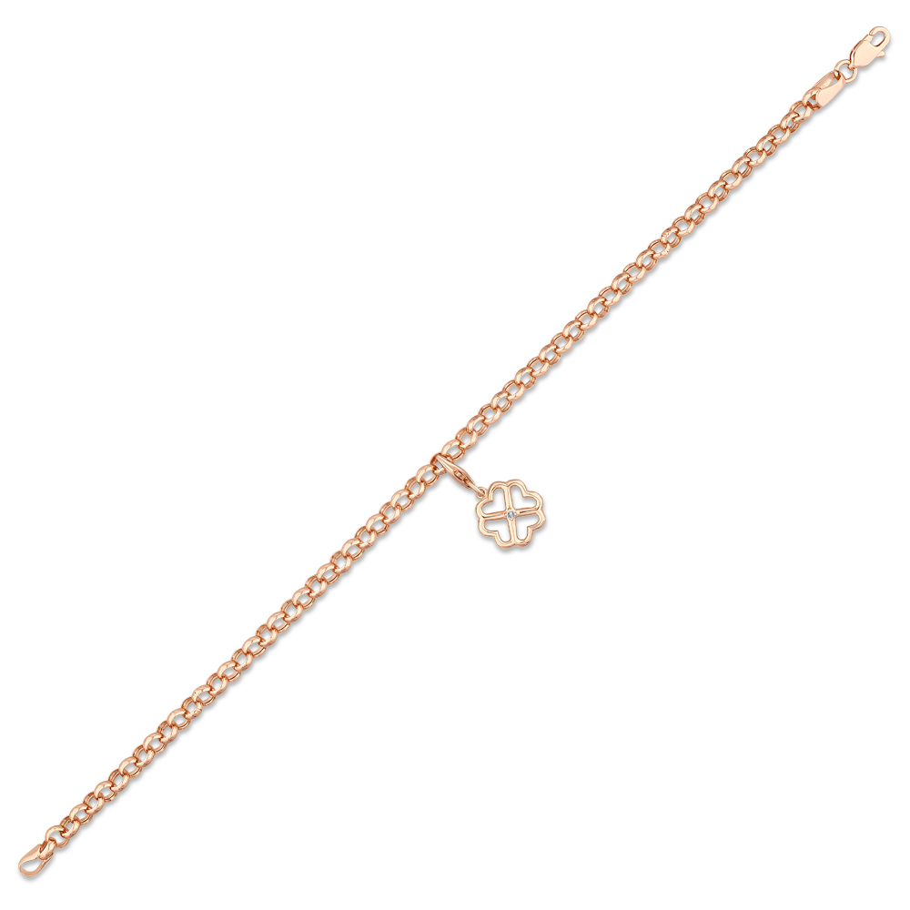0,02 Karat Yonca Charm Pırlanta Bileklik