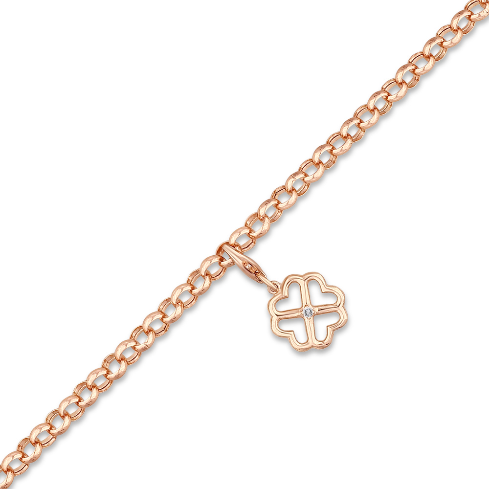 0,02 Karat Yonca Charm Pırlanta Bileklik