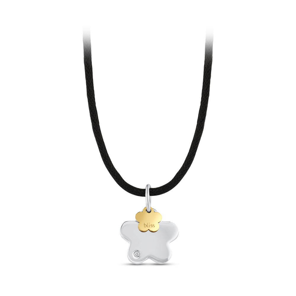 0,01 Karat Pırlanta Çiçek Çelik Kolye