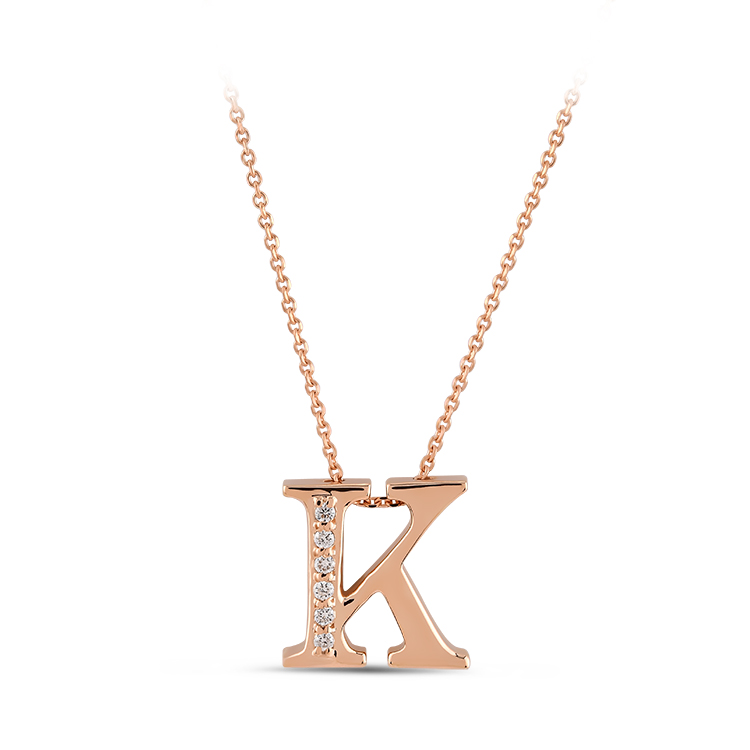 0,03 Karat K Harfi Pırlanta Kolye