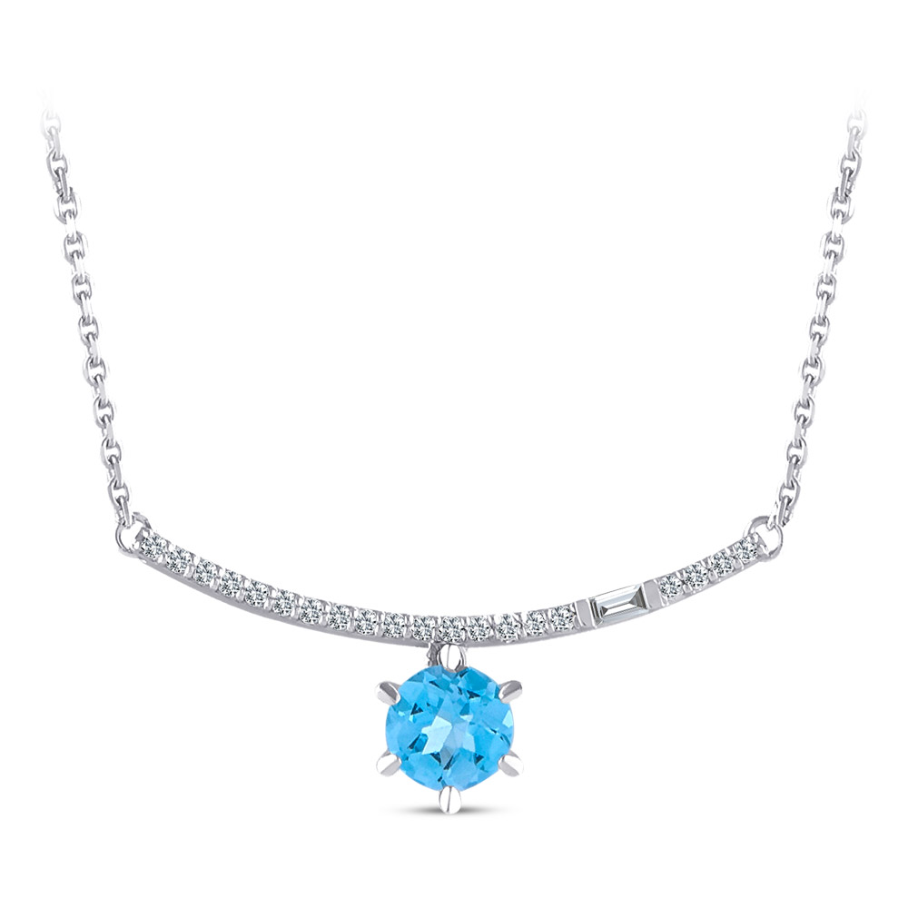 Pırlantalı Blue Topaz Kolye