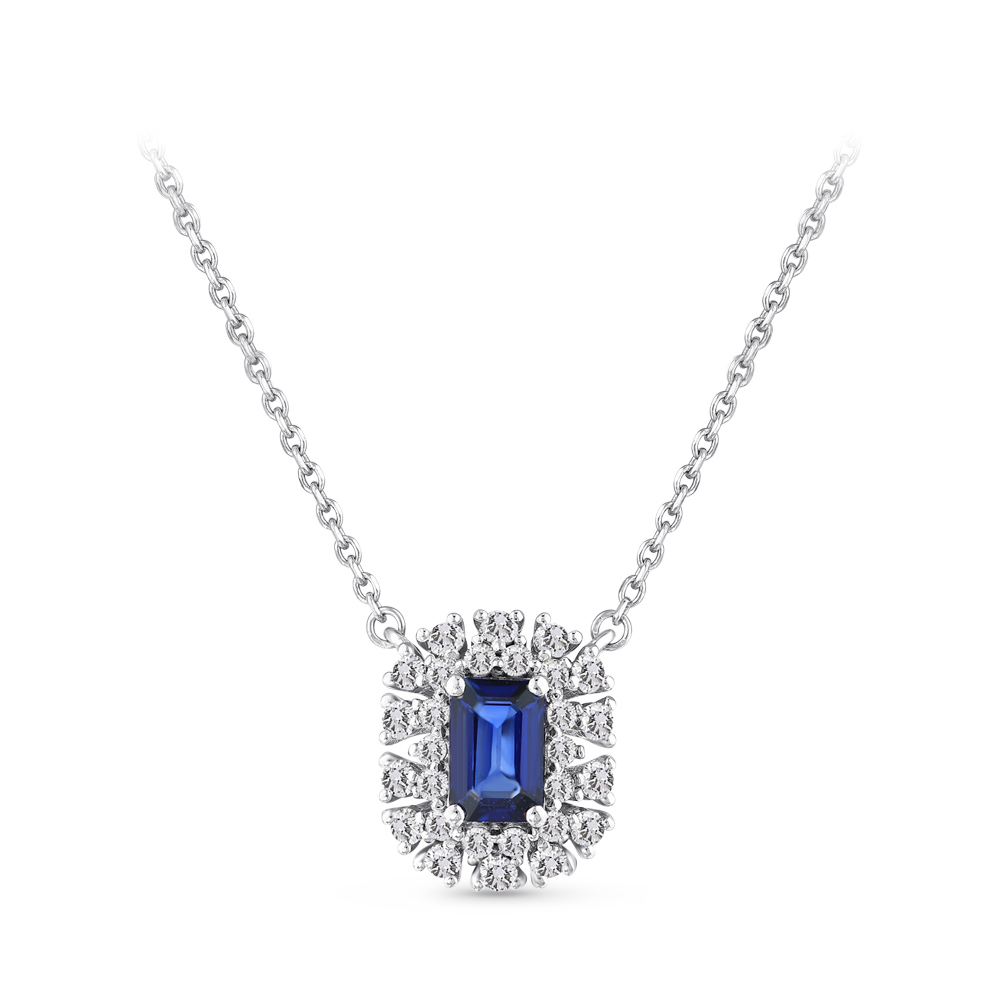 0,90 Karat Pırlanta Safir Kolye