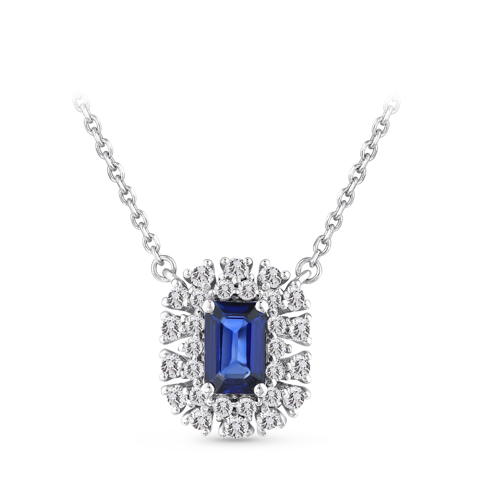 0,90 Karat Pırlanta Safir Kolye