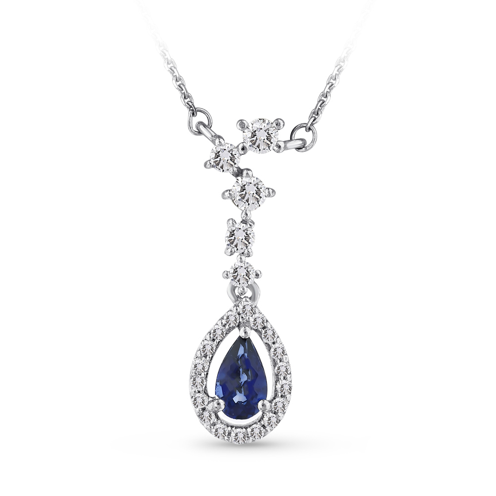 0,36 Karat Pırlanta Safir Kolye