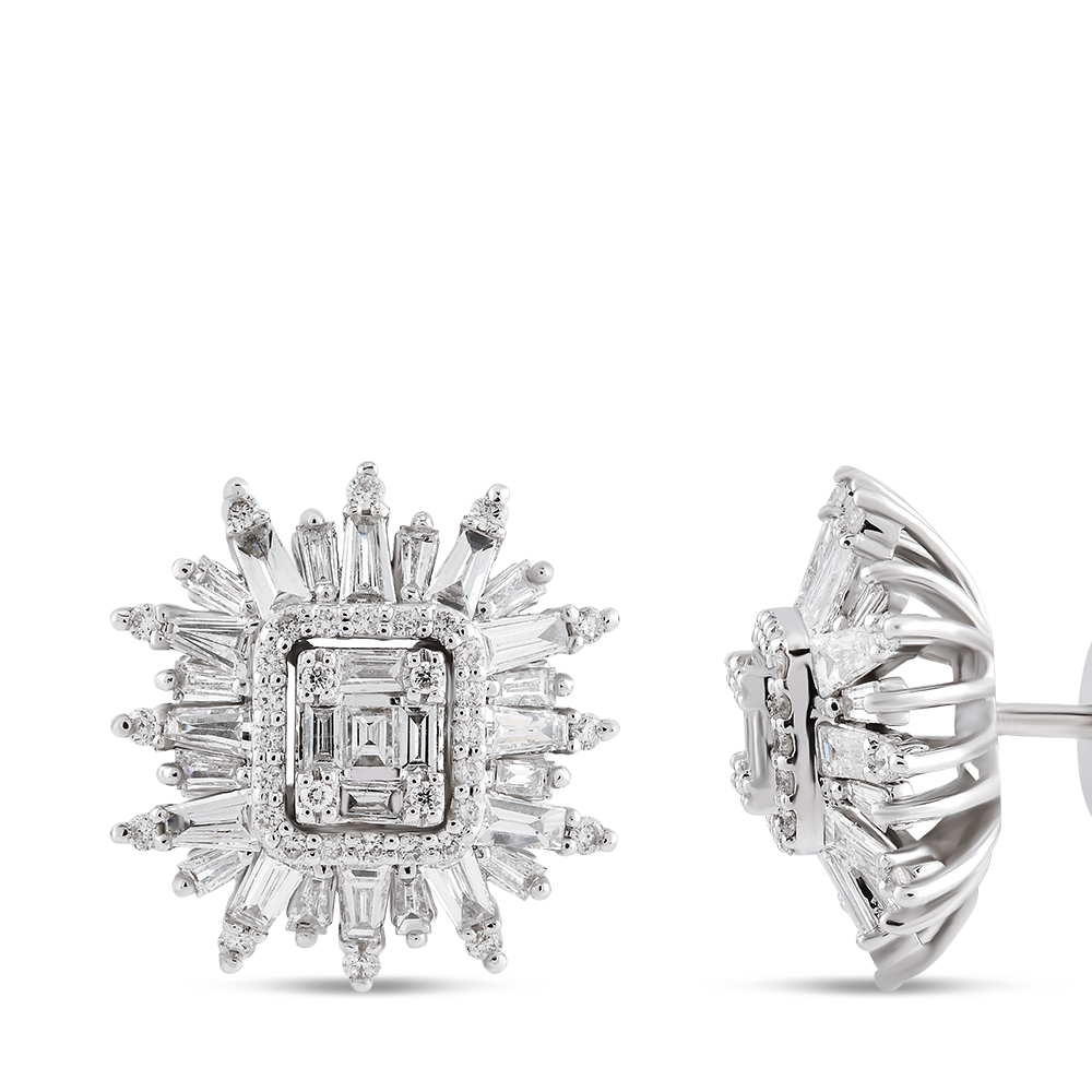 0,96 Karat Baget Pırlanta Küpe