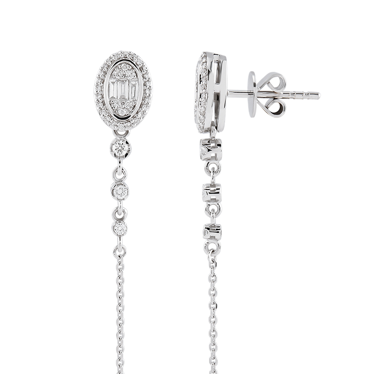 0,34 Karat Baget Pırlanta Küpe