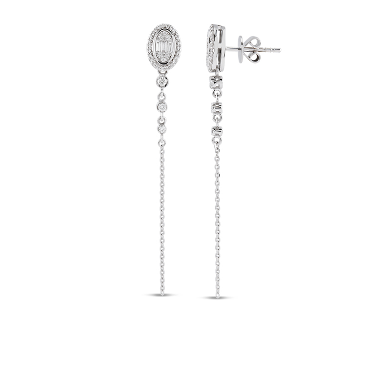 0,34 Karat Baget Pırlanta Küpe