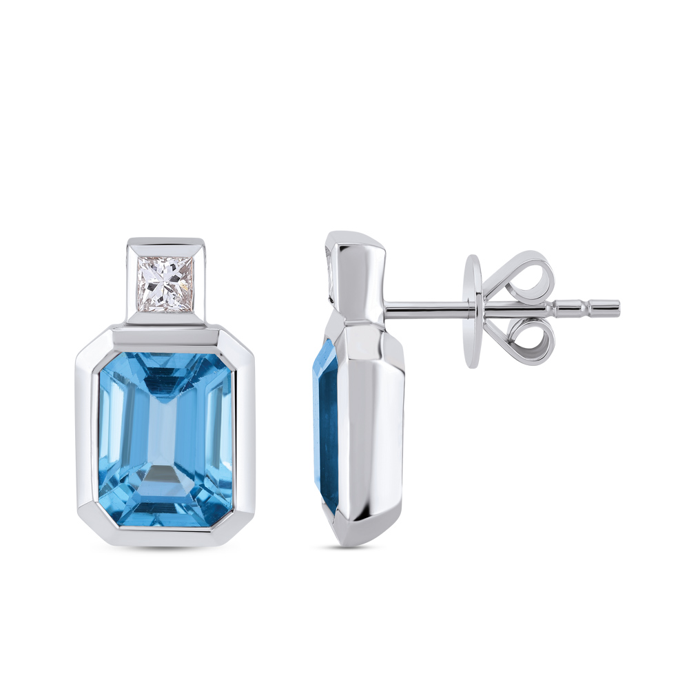 3,56 Karat Pırlanta Blue Topaz Küpe
