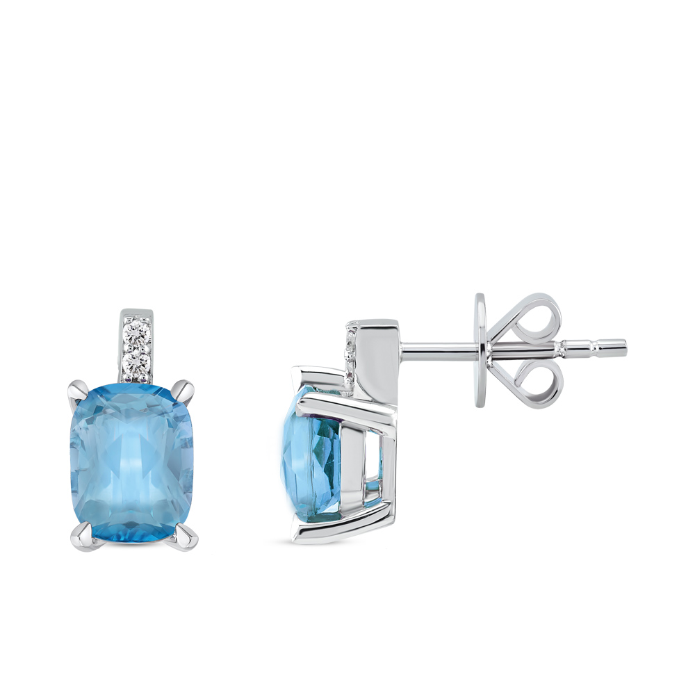 3,03 Karat Pırlanta Blue Topaz Küpe