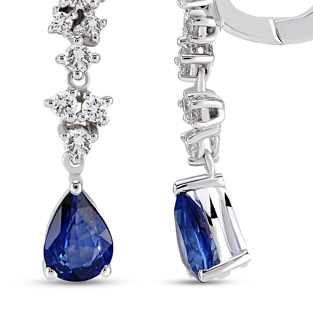 2,12 Karat Pırlanta Safir Küpe