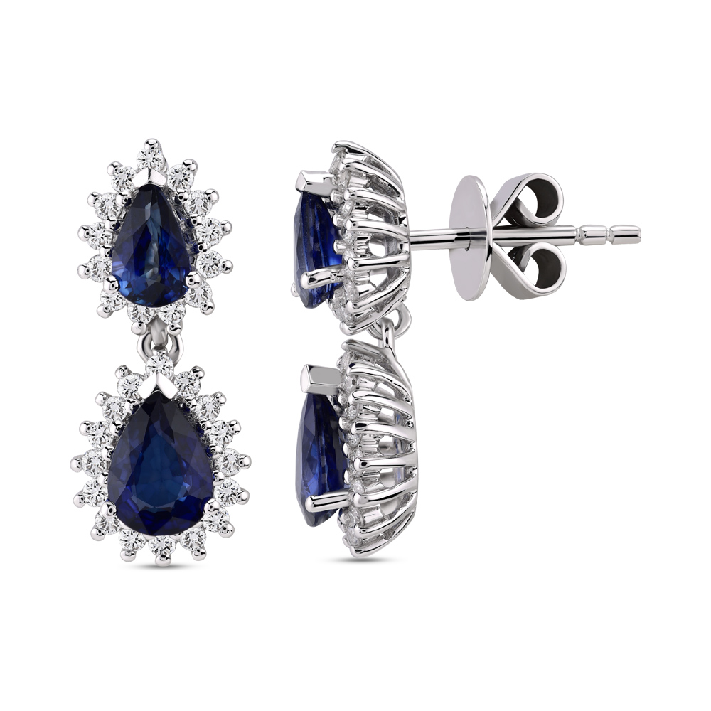 3,09 Karat Pırlanta Safir Küpe