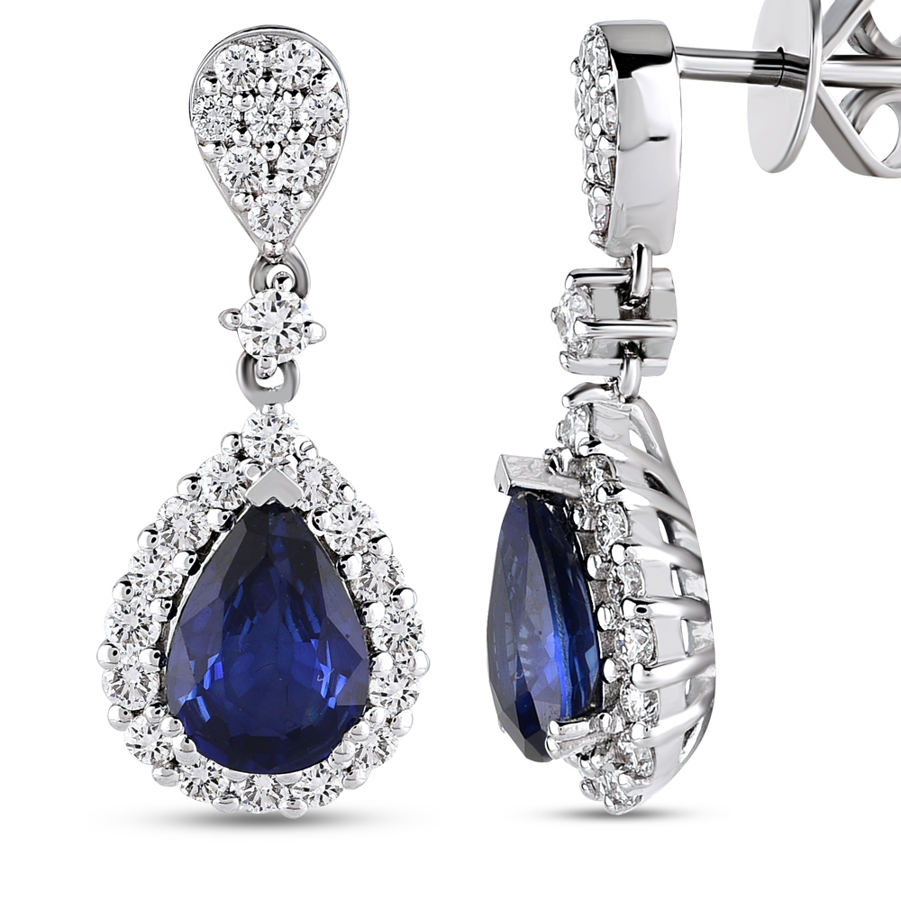 1,86 Karat Pırlanta Safir Küpe