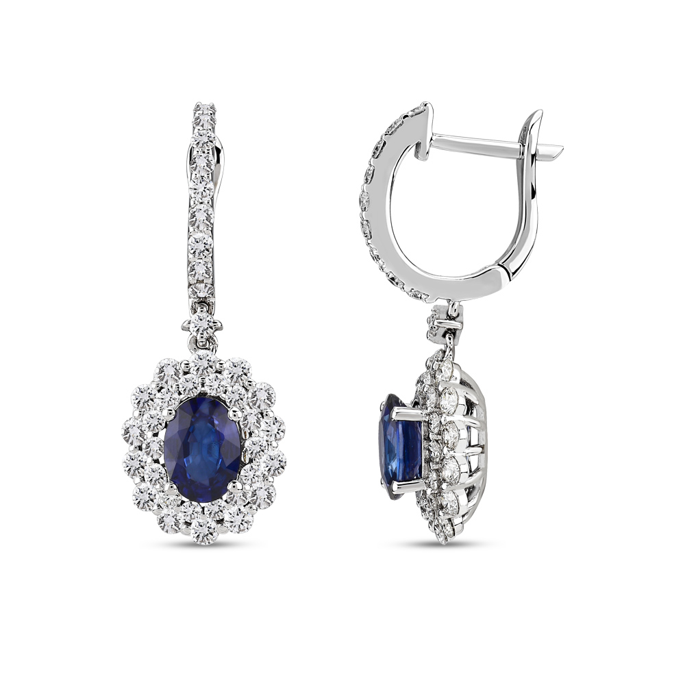 3,26 Karat Pırlanta Safir Küpe