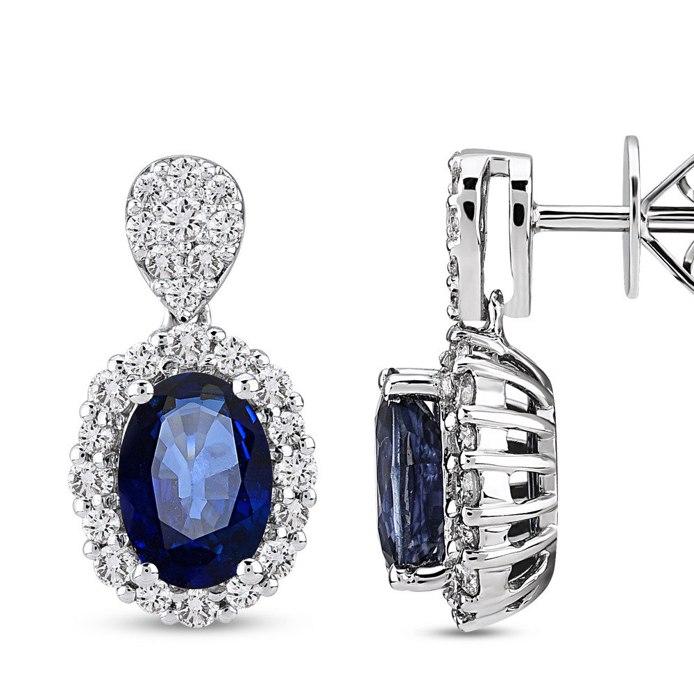2,48 Karat Pırlanta Safir Küpe