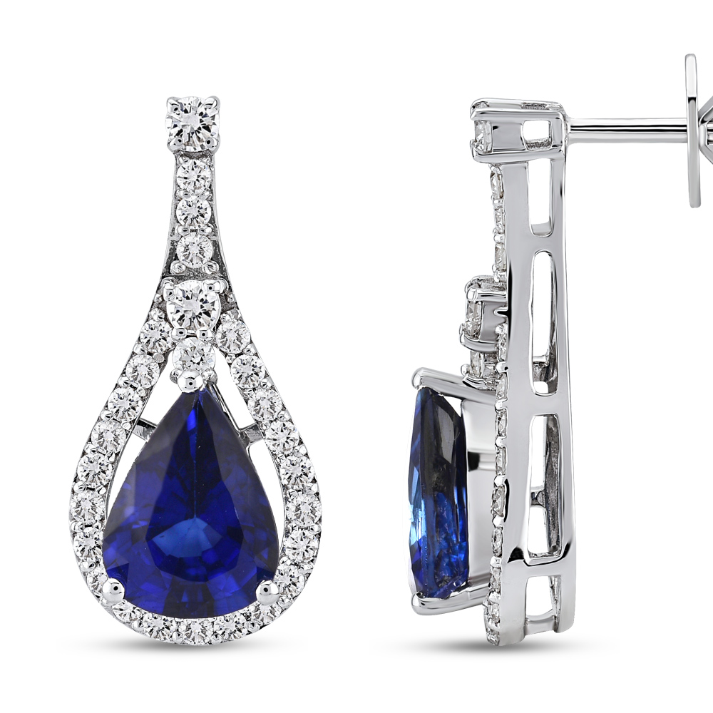 2,66 Karat Pırlanta Safir Küpe