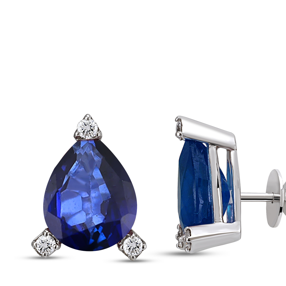 0,54 Karat Pırlanta Safir Küpe