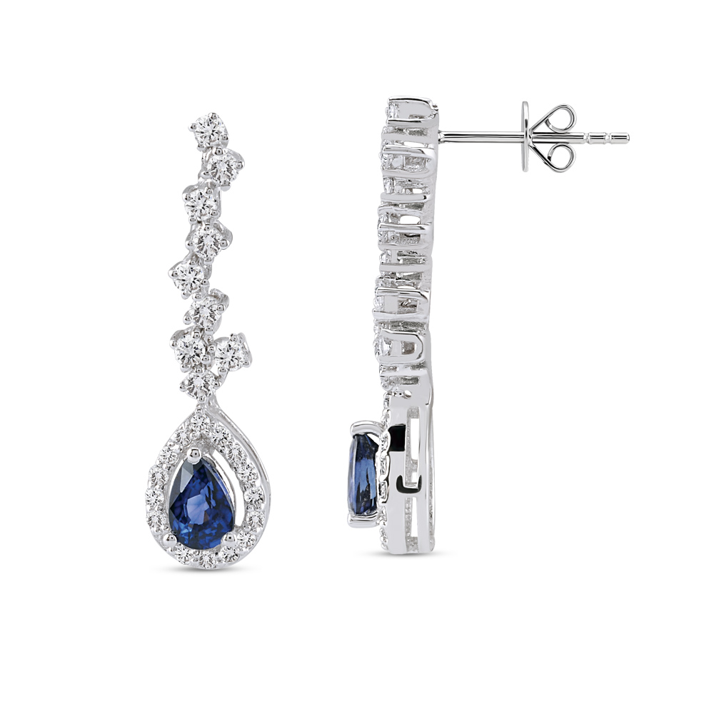 1,60 Karat Pırlanta Safir Küpe