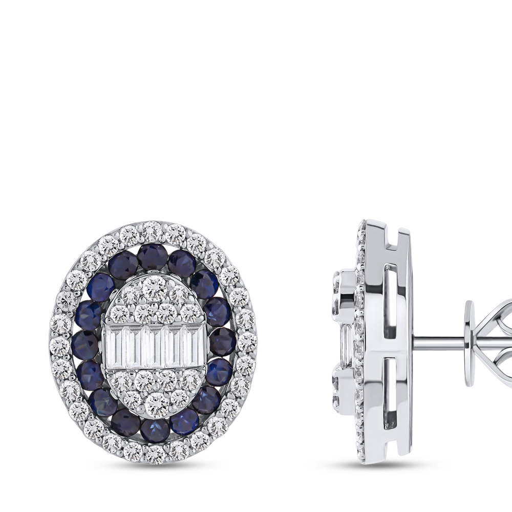 1,70 Karat Pırlanta Safir Küpe