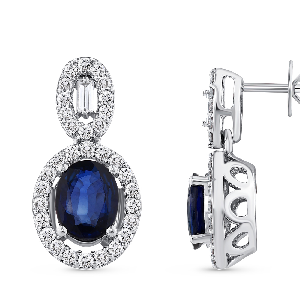 2,14 Karat Pırlanta Safir Küpe