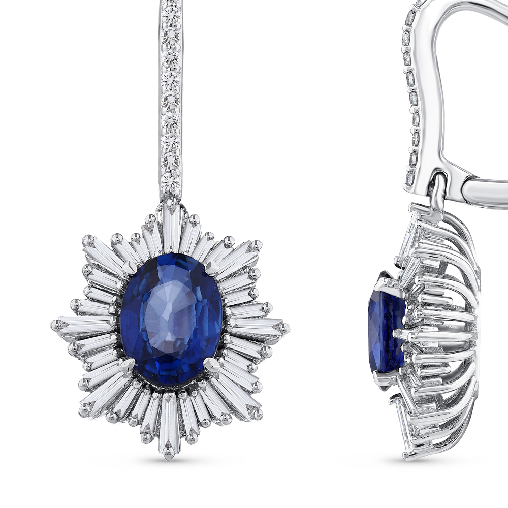 3,53 Karat Pırlanta Safir Küpe