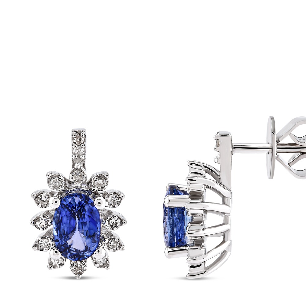 1,00 Karat Pırlanta Safir Küpe