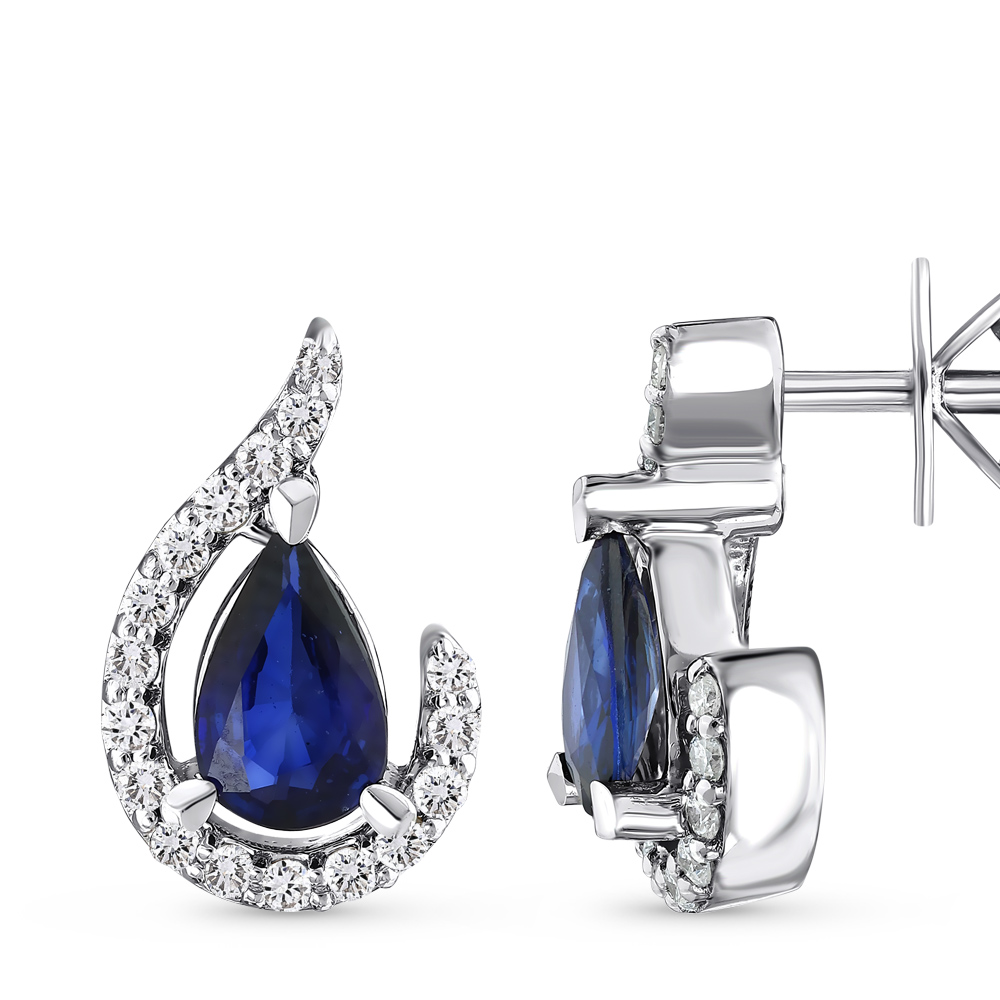 0,74 Karat Pırlanta Safir Küpe