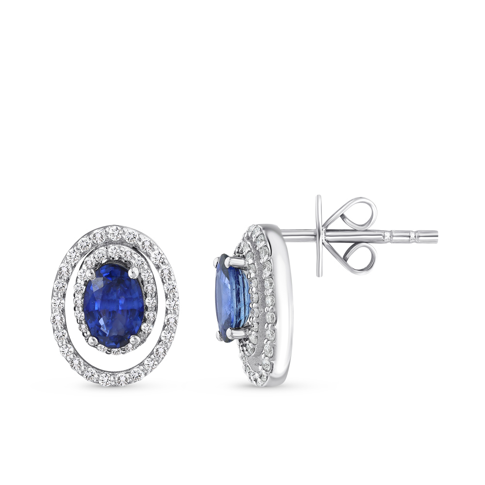1,33 Karat Pırlanta Safir Küpe