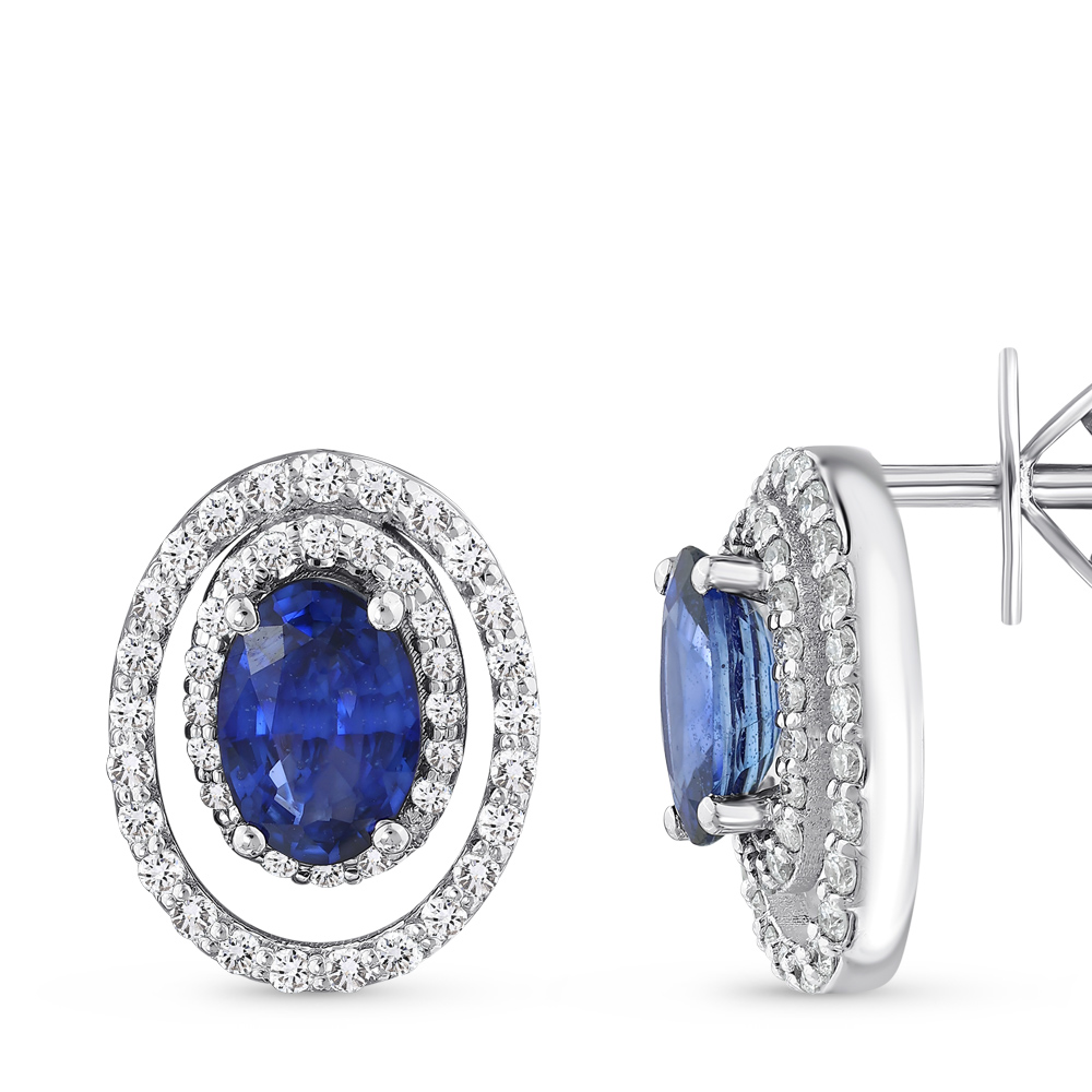 1,33 Karat Pırlanta Safir Küpe