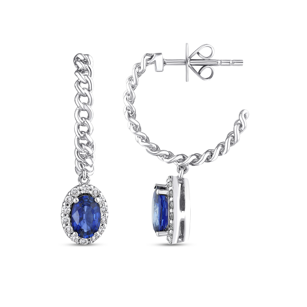 1,00 Karat Pırlanta Safir Küpe
