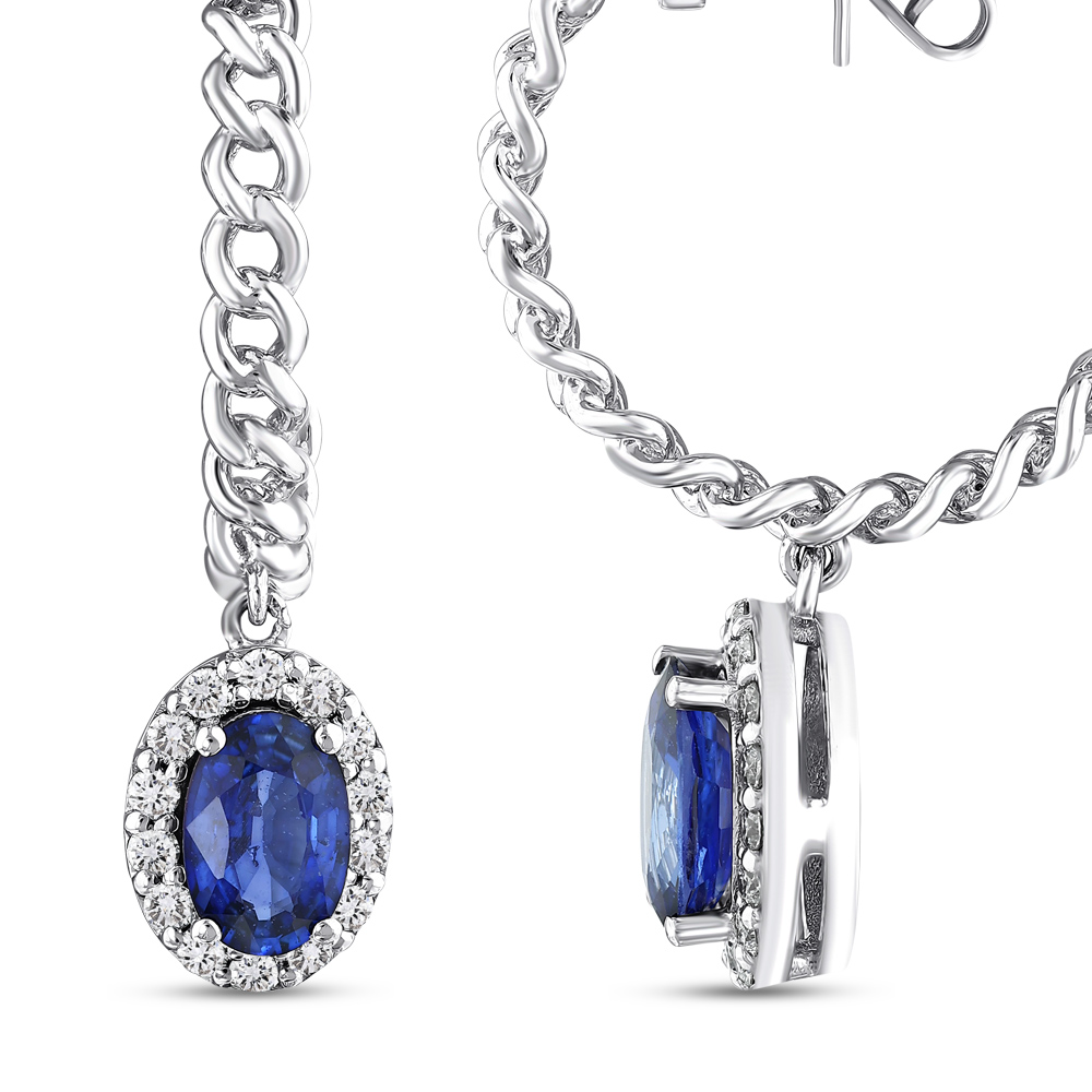 1,00 Karat Pırlanta Safir Küpe