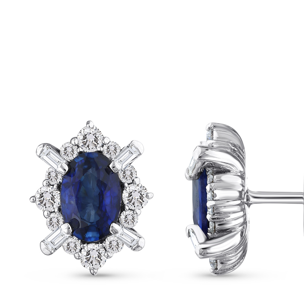 1,39 Karat Pırlanta Safir Küpe