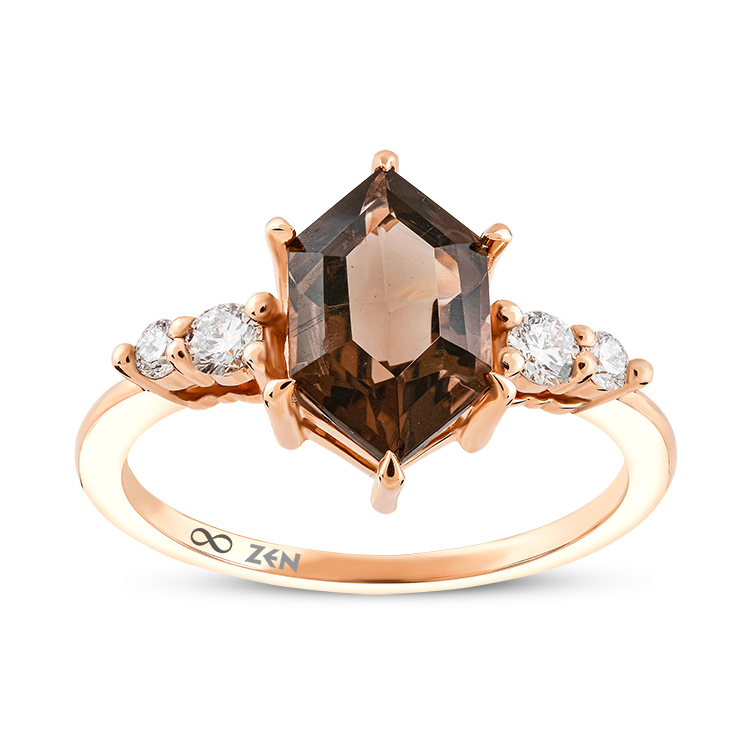 1,86 Karat Pırlanta Smoky Quartz Yüzük